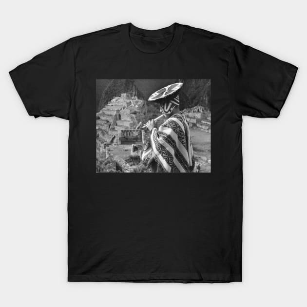 Flute Player at Machu Pichu T-Shirt by In Memory of Jerry Frank